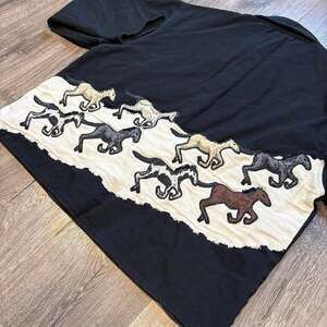 Don't Mess with Texas Vintage Western Horse Jacket Size XL Black Cotton